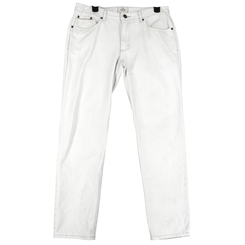 Marine Layer Corduroy Pants Mens 32x28 Cream Fine Wale 5 Pocket Straight Leg